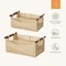 Summer Storage Baskets for Organizing, Recyclable Paper Rope Basket with Wood Handles, Decorative Hand Woven Basket Organizers for Makeup Books Shelves Living Room, Beige, Set of 2